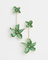 Green Flower Drop Earrings