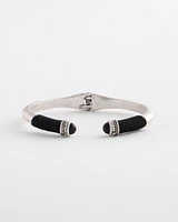 Black & Silver Tone Wrapped Cuff Bracelet