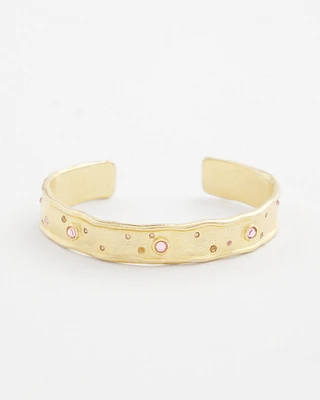 Pink Scattered Stone Flexible Cuff Bracelet