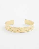 Pink Scattered Stone Flexible Cuff Bracelet