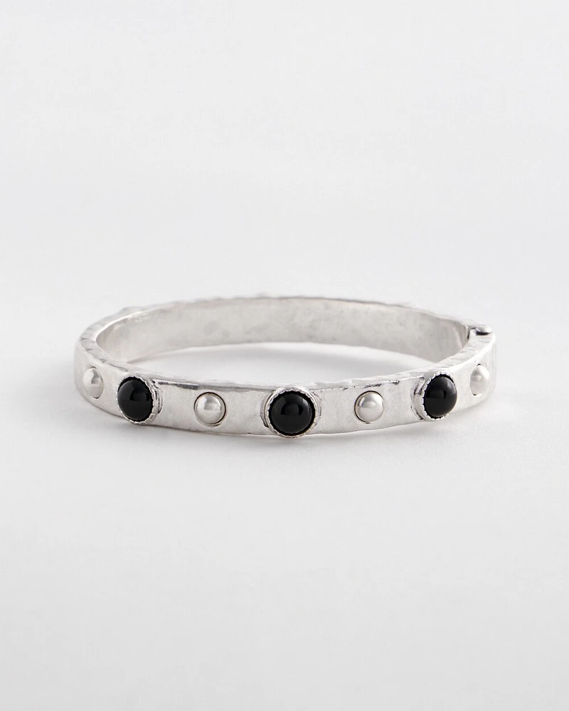 Black & Silver Cuff Hinge Bracelet