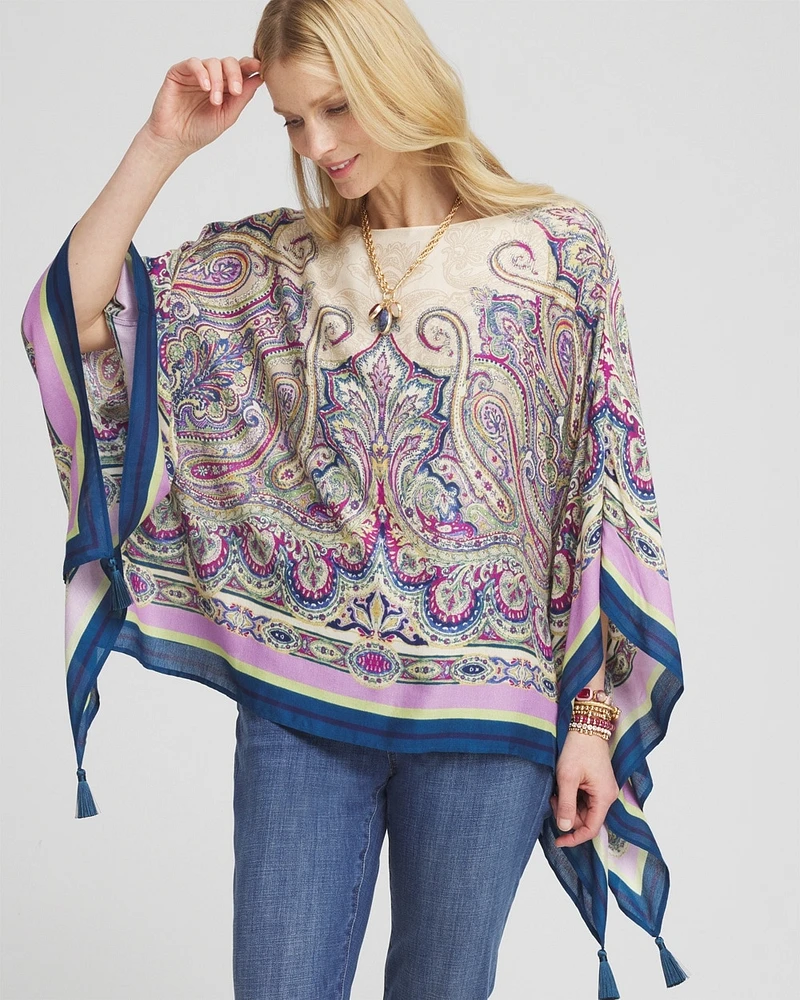 Printed Crepe Poncho