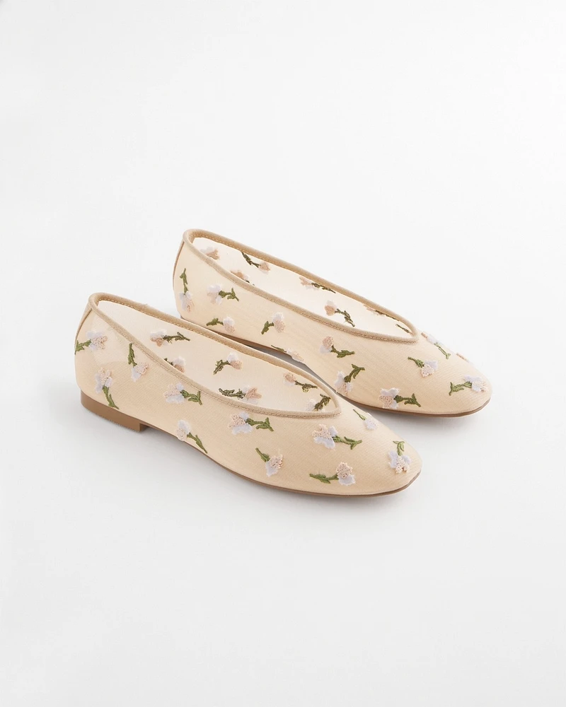 Orchid Embroidered Ballet Flats