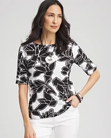 Pima Floral Bateau-Neck Tee