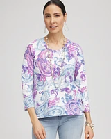 Paisley Slub Scoop Neck Tee