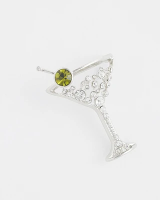 Rhinestone Martini Glass Brooch