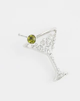 Rhinestone Martini Glass Brooch