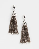 Black & Silver Tassel Drop Earrings