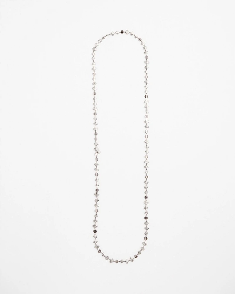 Single Silver-tone Nugget Necklace