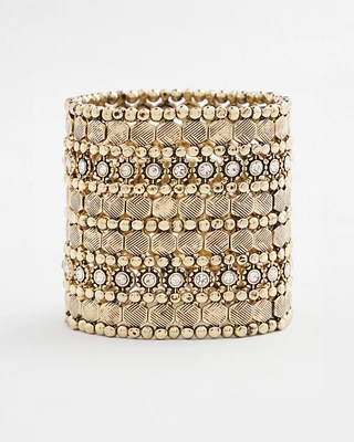 Gold Tone Stretch Cuff Bracelet