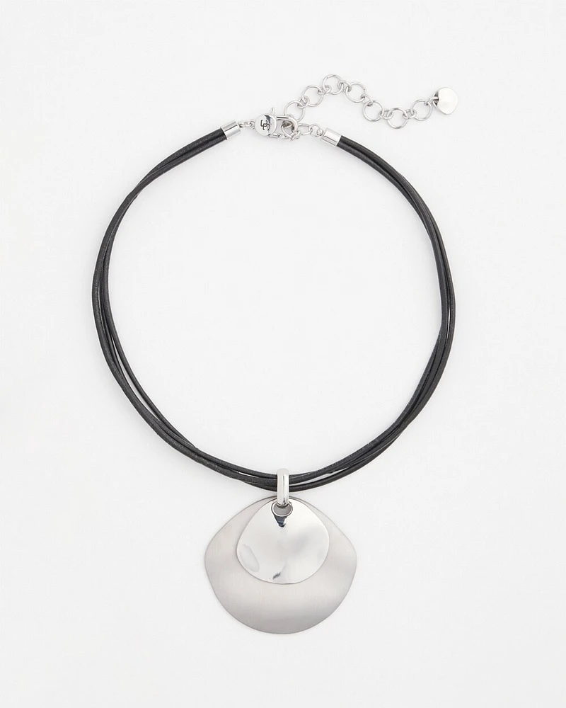 Two Tone Silver Circle Pendant Necklace