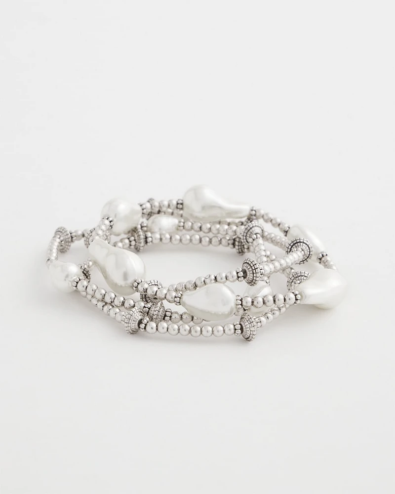 Faux Pearl Stretch Bracelet