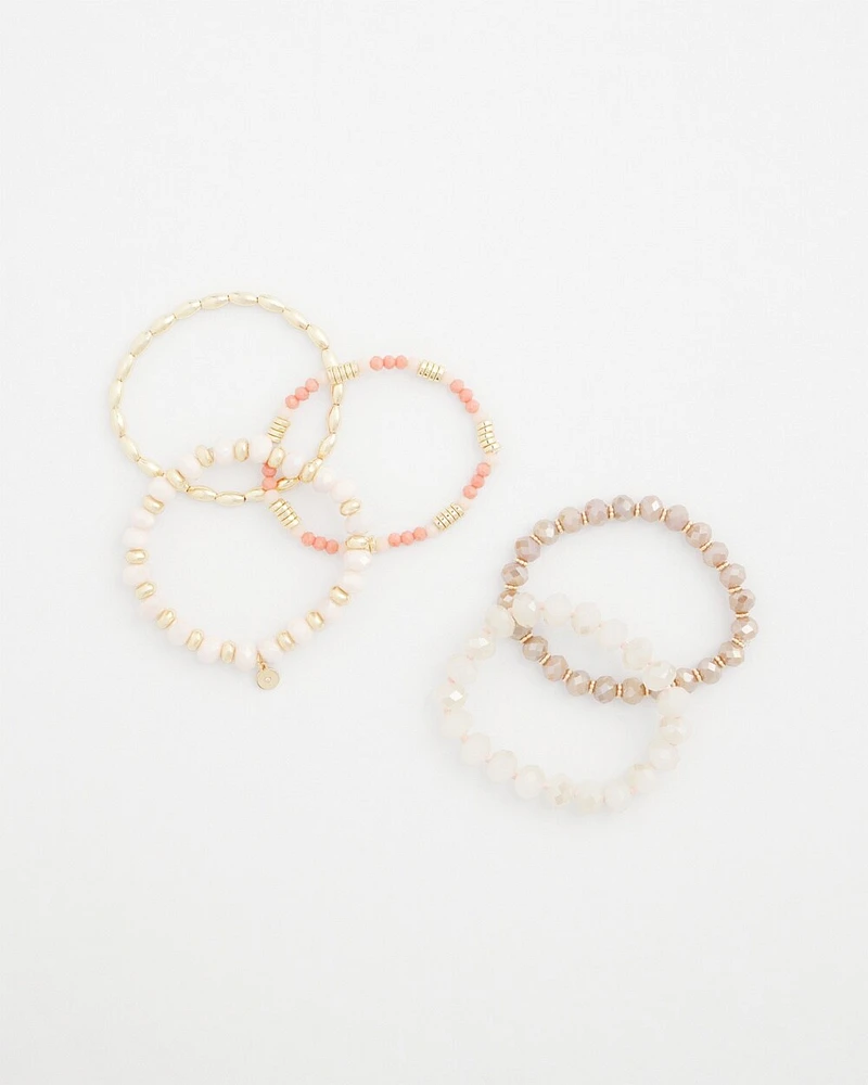 Pink Stretch Set of Five Bracelets