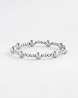 Silver-tone Medium Bead Stretch Bracelet