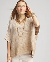 Ombre V-Neck  Knit Poncho