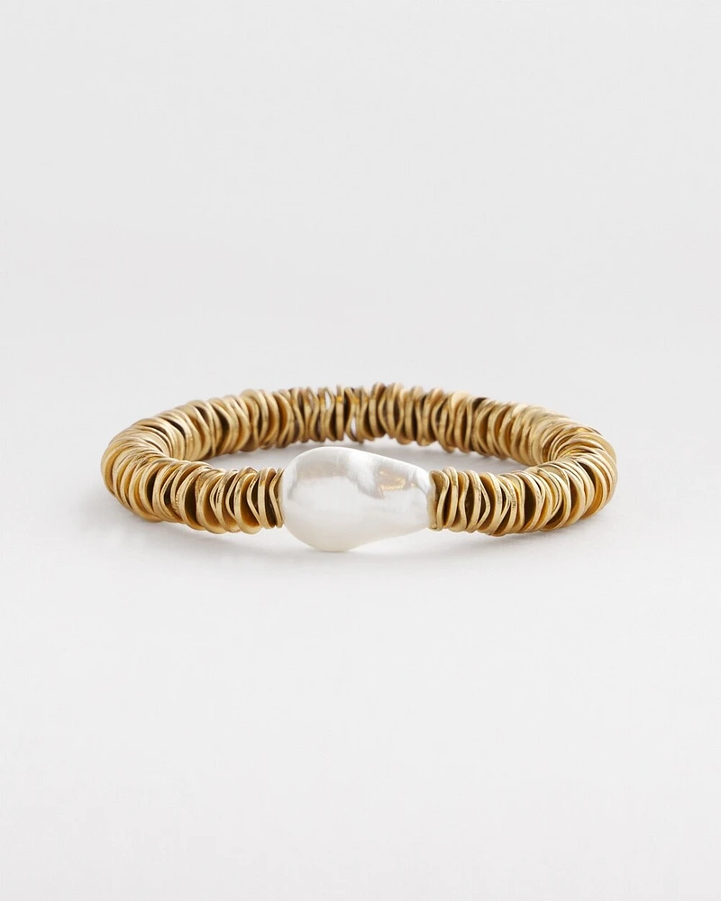 Modern Pearl Gold-Tone Hero Stretch Bracelet