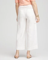 Linen Cargo Wide-Leg Cropped Pants