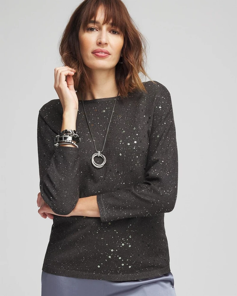 Scattered Sequin Pullover Sweater