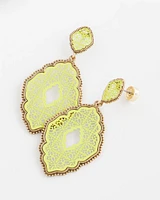 No Droop® Green Filigree Drop Earrings