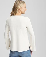 Ribbed Ruched-Neck Top