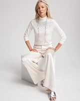Embellished Mockneck Pullover Sweater