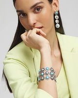 Turquoise and Silver Cab Bracelet