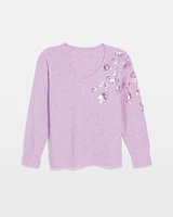 Sequin V-Neck Pullover Sweater