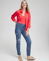 Girlfriend Patchwork Ankle Jeans