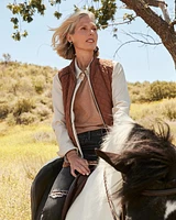Rib Trim Quilted Vest