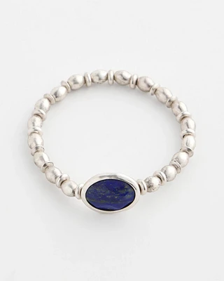 Silver Tone Agate Stretch Bracelet