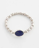 Silver Tone Agate Stretch Bracelet