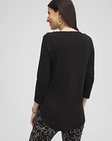 Button Trim Ribbed Tunic
