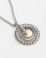 Mixed Metal Circle Pendant Necklace