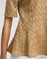 Metallic Crochet-Lace Peplum Tee