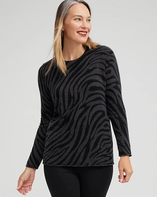 Cashmere Zebra Crew Neck Sweater