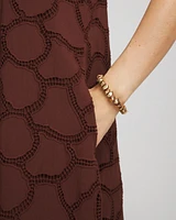 Walnut-Wood-Motif Goldtone Beaded Bracelet