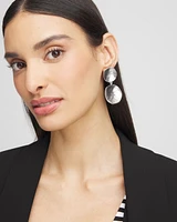 Silver Tone Disc Drop Earrings