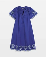 Embroidered Poplin Popover Dress