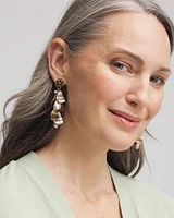 Floral Pearl Charm Earrings