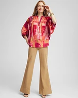 Satin Dolman Sleeve Shirt