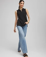 Slub Sleeveless Collared Tunic