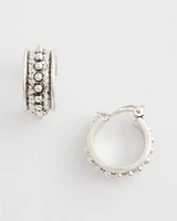 Textured Antique-Style Clip-On Hoop Earrings