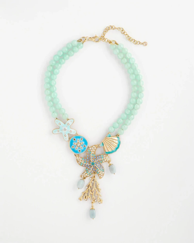 Starfish Beaded Bib Necklace