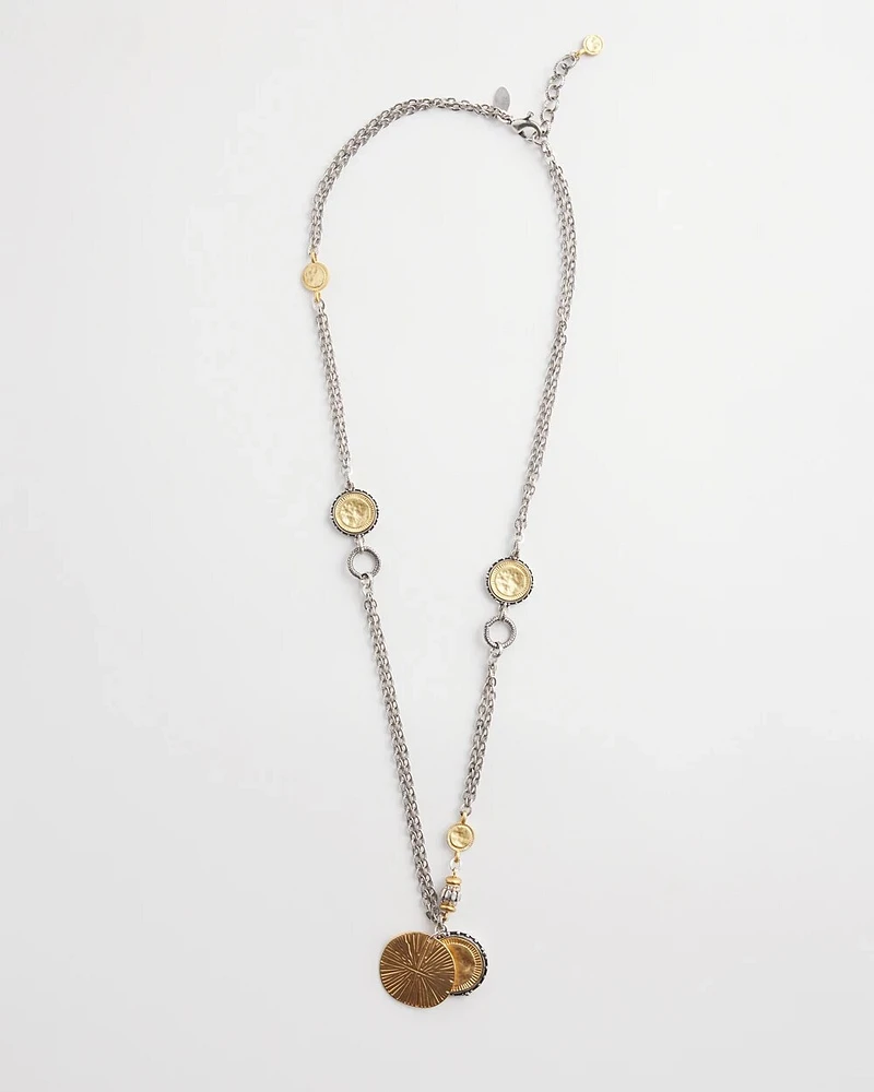 Mixed Metal Coin Pendant Necklace