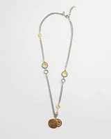 Mixed Metal Coin Pendant Necklace