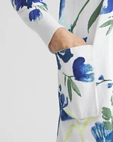 Long Floral Open-Front Cardigan