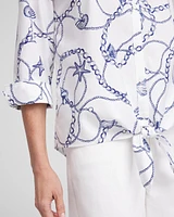 No Iron™ Seashell Tie-Front Top