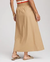 Smocked Pull-On Midi Skirt