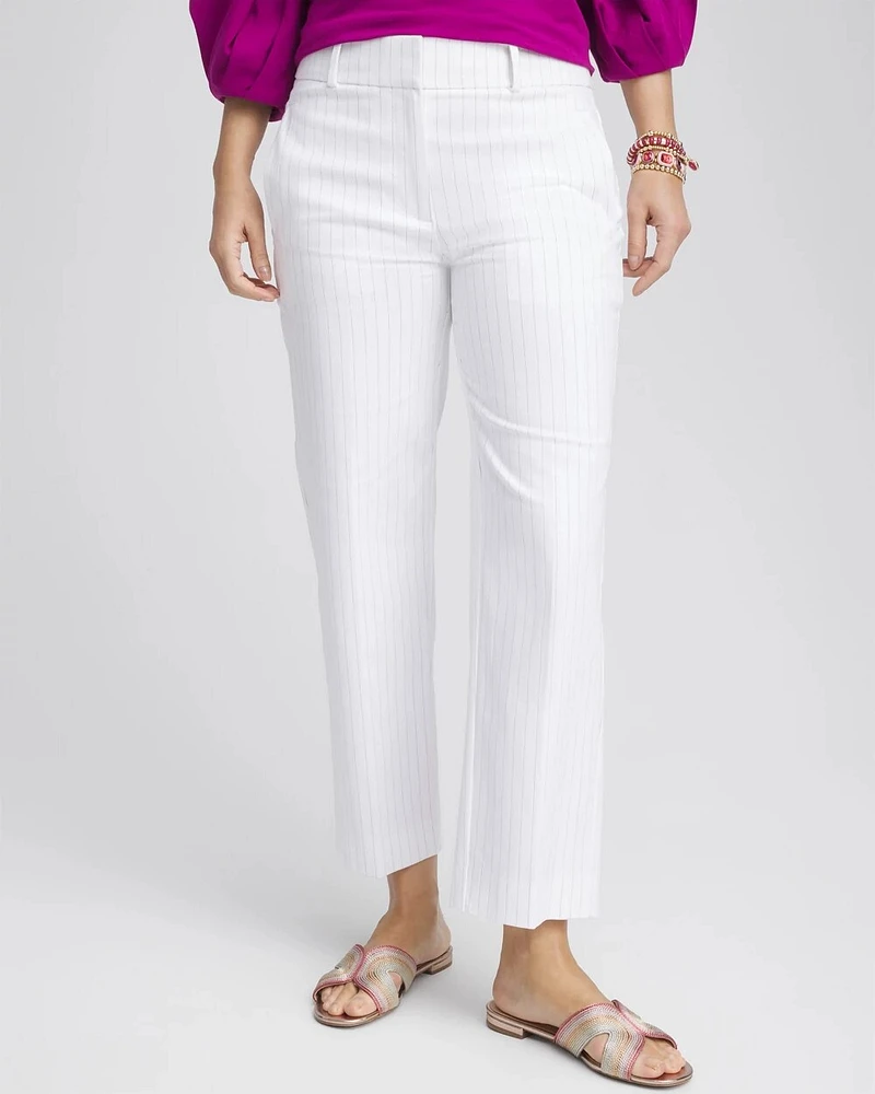 Striped Straight-Leg Cropped Pants