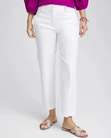 Striped Straight-Leg Cropped Pants